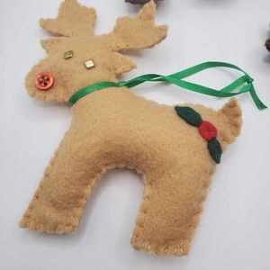 907 Creations By Ca'Trena Felt Reindeer Ornament (Set of 2)